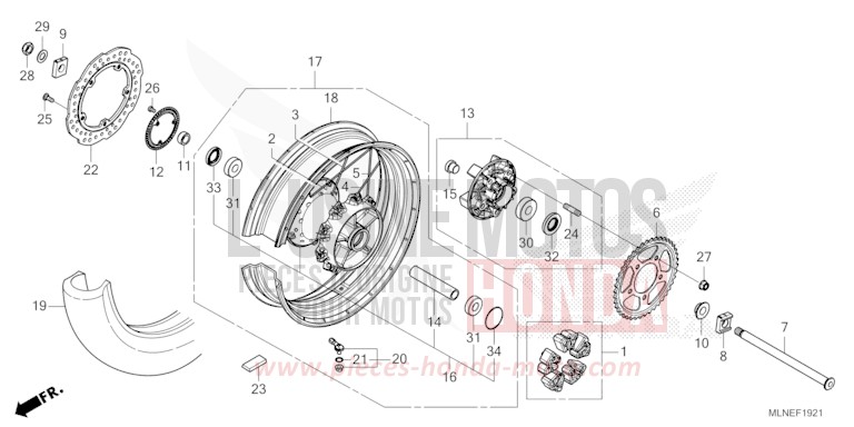 ROUE ARRIERE (2) de Africa Twin GRAND PRIX RED (R380B) 2025